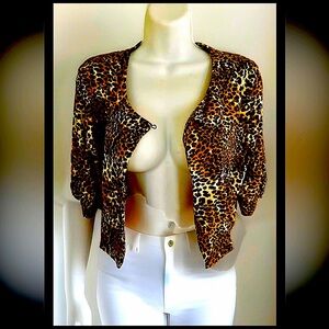 🐆MIRAGE MODE🐆 LEOPARD PRINT SLEEVELESS SHIFT A-LINE DRESS W/ BOLARO JACKET🖤